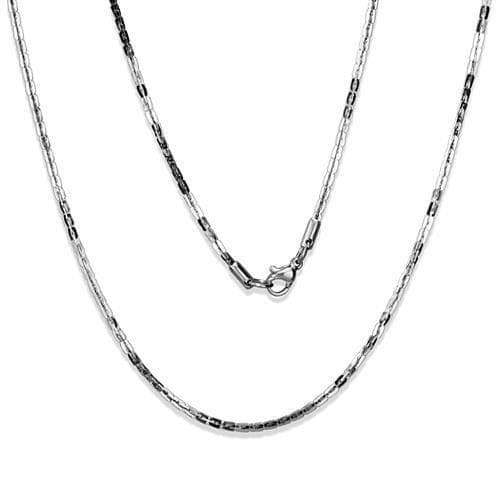 Stainless Steel Silver Elongated Link Necklace