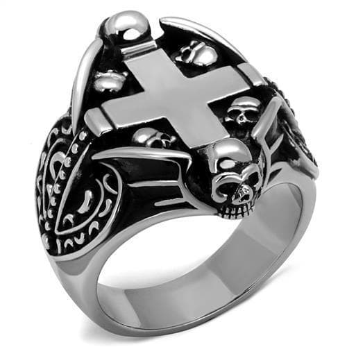 Stainless Steel Skull Cross Shield Gothic Signet Ring