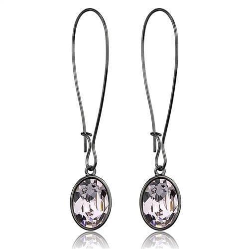 Stainless Steel Pink Morganite Crystal Oval Wire Hook Earrings