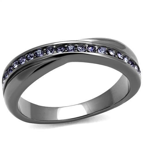 Stainless Steel Tanzanite Purple Crystal Channel Eternity Ring