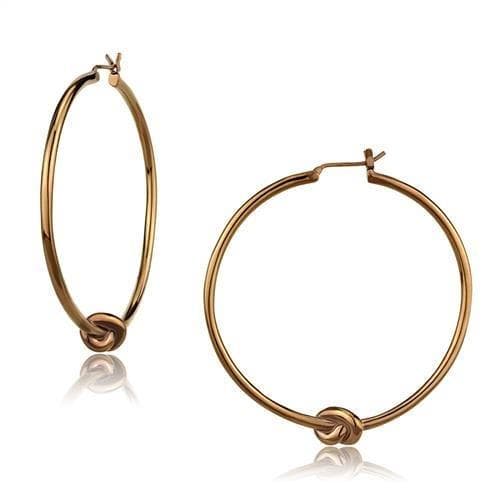 Stainless Steel Rose Gold IP Polished Thin Knot Hoop Earrings