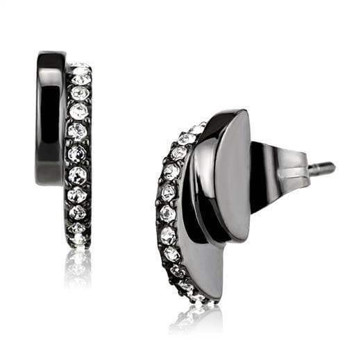 Stainless Steel Black IP CZ Channel Thin Huggie Earrings