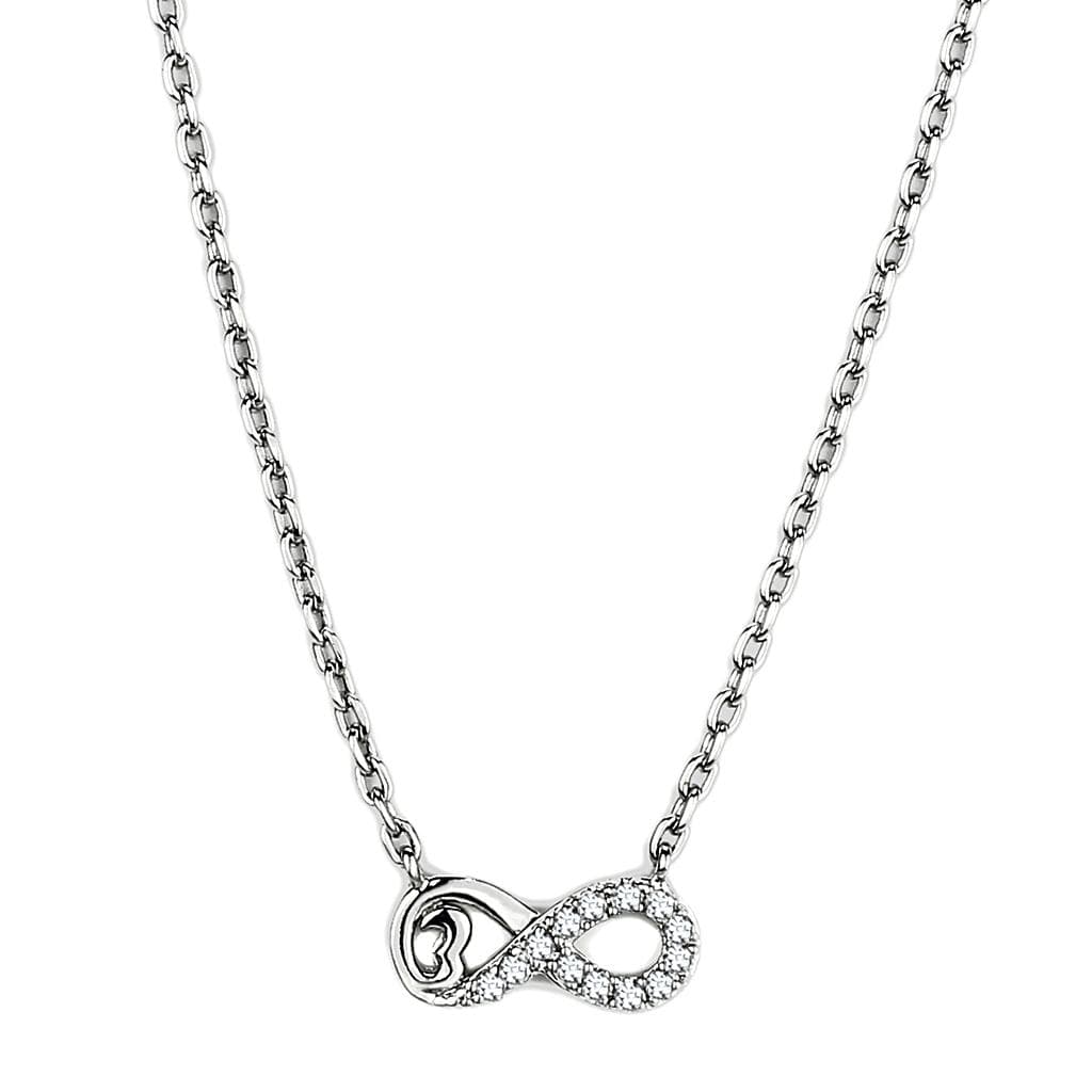 Stainless Steel CZ Pave Infinity Symbol Chain Pendant Necklace