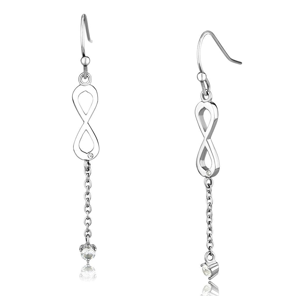 Stainless Steel CZ Infinity Symbol Chain Hook Drop Necklace