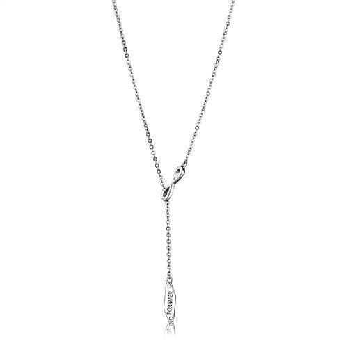 Stainless Steel Forever Engraved Bar Chain Pendant Necklace