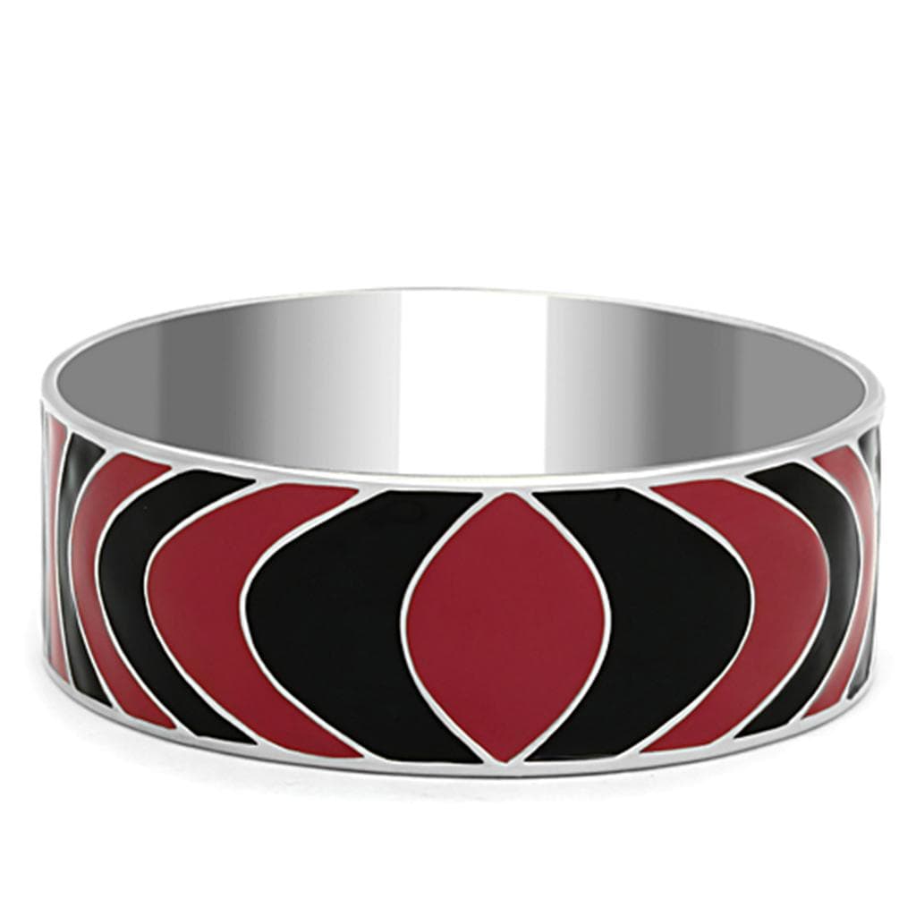 Stainless Steel Red Black Enamel Geometric Heart Pattern Bracelet