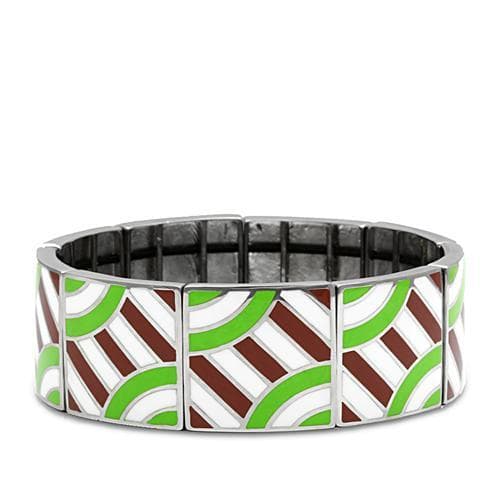 Stainless Steel Green Brown White Enamel Geometric Bracelet