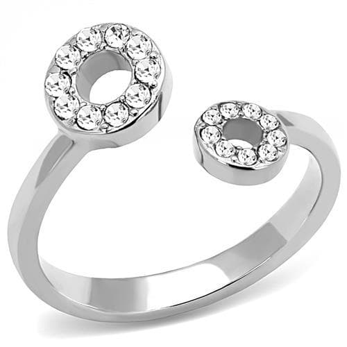 Stainless Steel CZ Pave Double Circle Open Ring