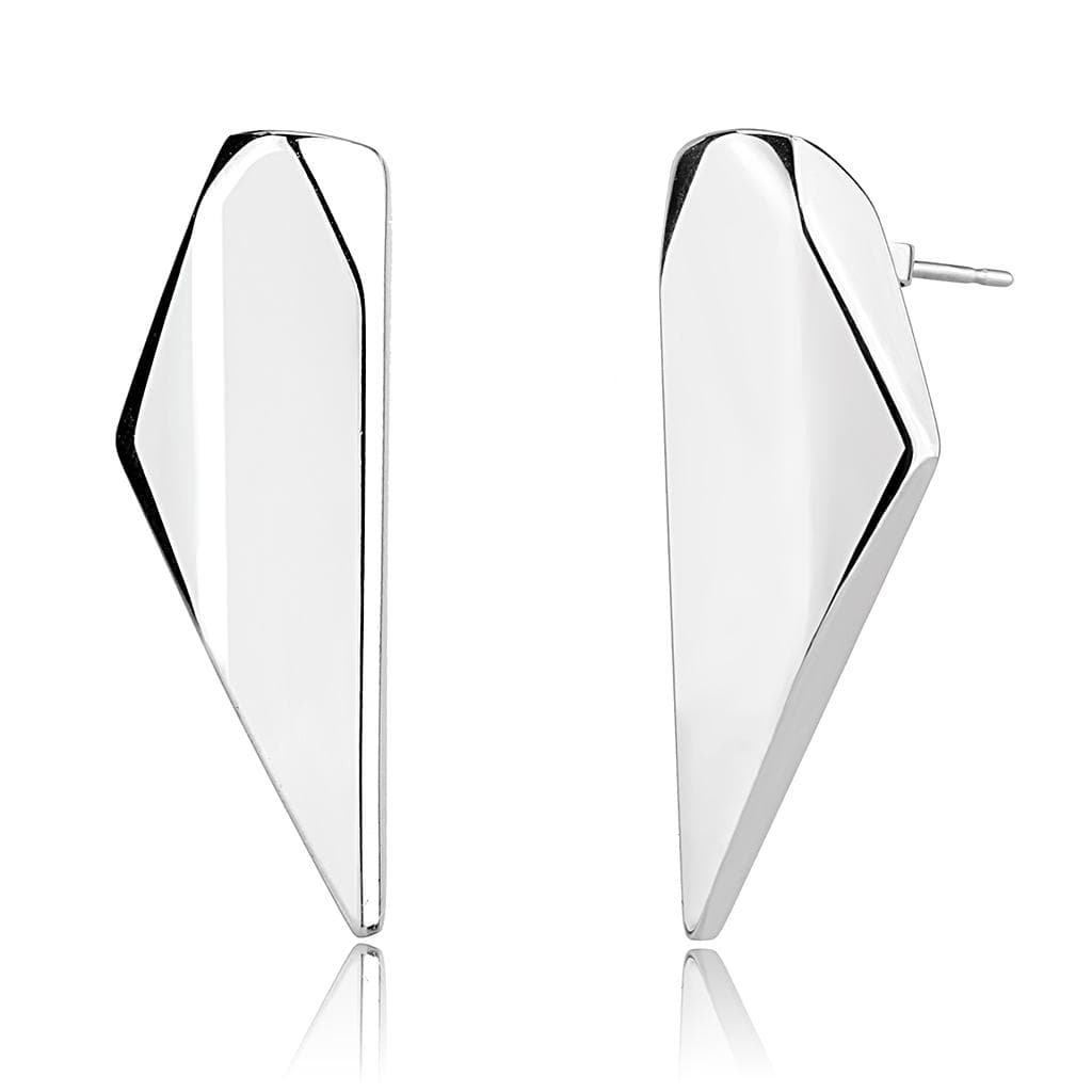 Stainless Steel Silver Polished Geometric Angular Earrings