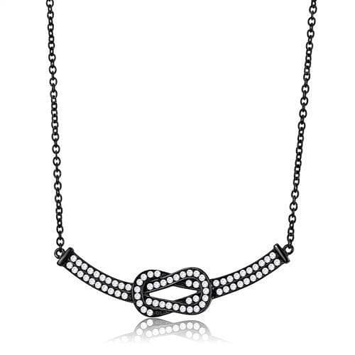 Stainless Steel Black IP CZ Pave Infinity Knot Chain Pendant