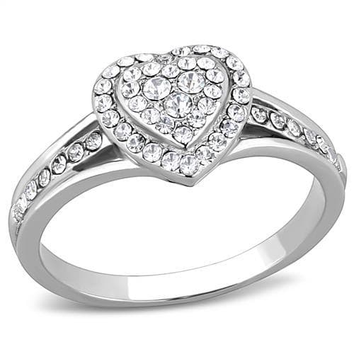 Stainless Steel CZ Pave Heart Halo Cocktail Ring