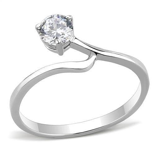 Stainless Steel CZ Round Pave Bypass Thin Solitaire Ring