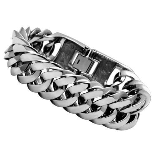 Stainless Steel Silver Polished Heavy Cuban Curb Link Bracelet