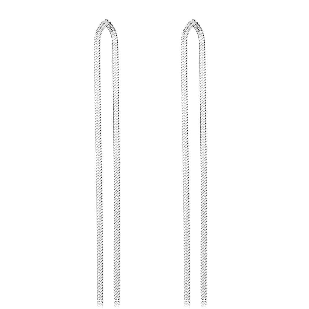 Stainless Steel Silver Polished Chain Threader Earrings