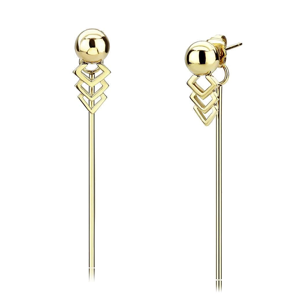 Stainless Steel Gold IP Polished Ball Chevron Arrow Earrings