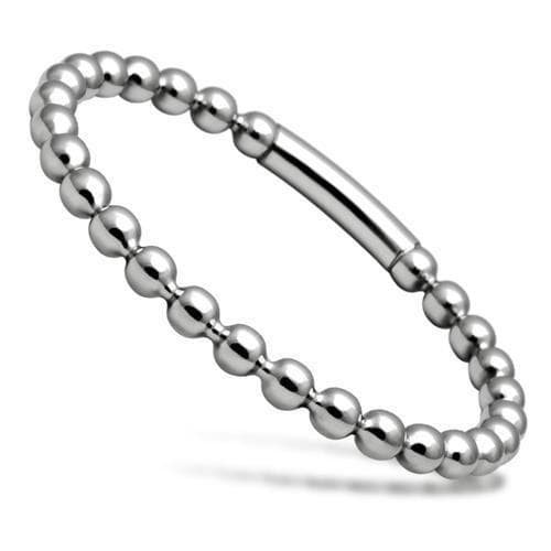 Stainless Steel Silver Polished Ball Bead Stretch Bracelet