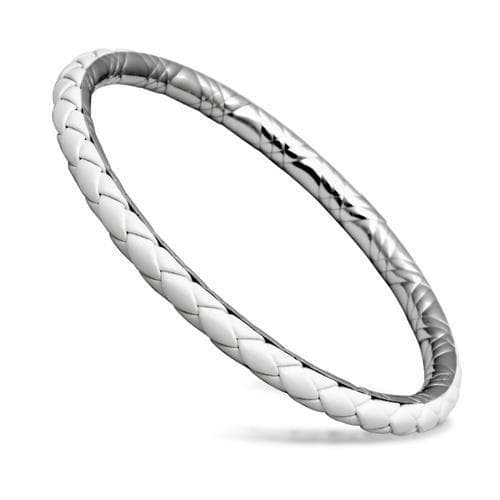 Stainless Steel Silver Polished Braided Weave Bangle Bracelet