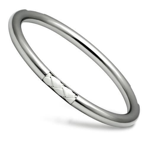 Stainless Steel Silver Polished Diamond Pattern Clasp Bracelet
