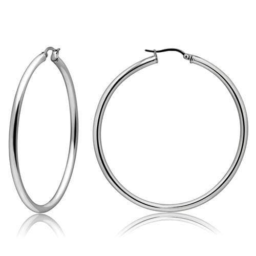 Stainless Steel Silver Polished Large Round Hoop Earrings