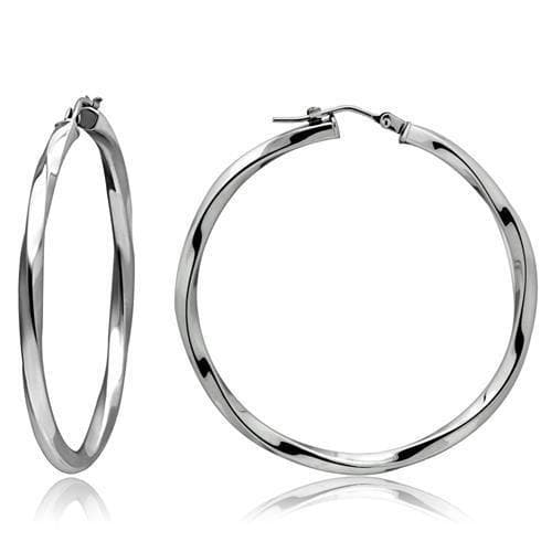 Stainless Steel Silver Polished Classic Round Hoop Earrings