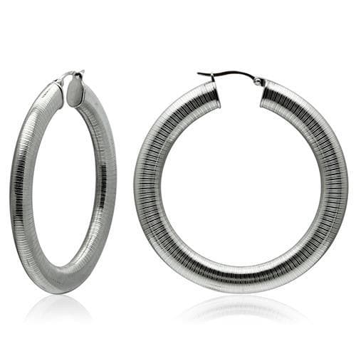 Stainless Steel Silver Polished Oval Tapered Omega Hoop Earrings
