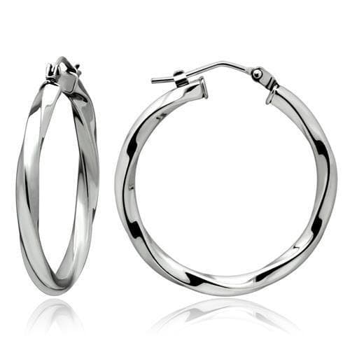 Stainless Steel Silver Polished Flat Thin Round Hoop Earrings