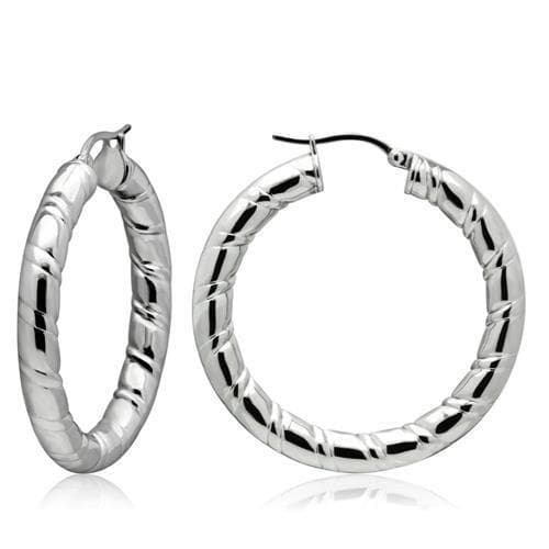 Stainless Steel Silver Polished Diamond Cut Small Tube Earrings