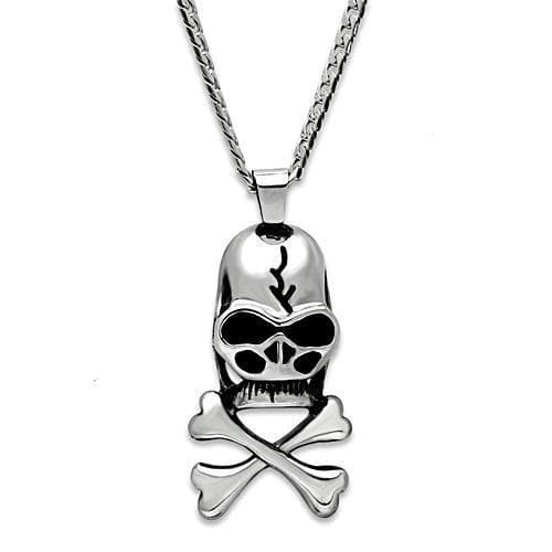 Stainless Steel Silver Skull Crossbones Pendant Chain Necklace