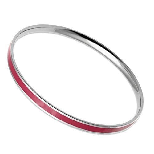 Stainless Steel Silver Raspberry Enamel Thin Bracelet