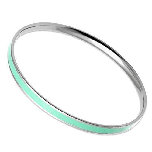 Stainless Steel Silver Mint Enamel Medium Width Bracelet