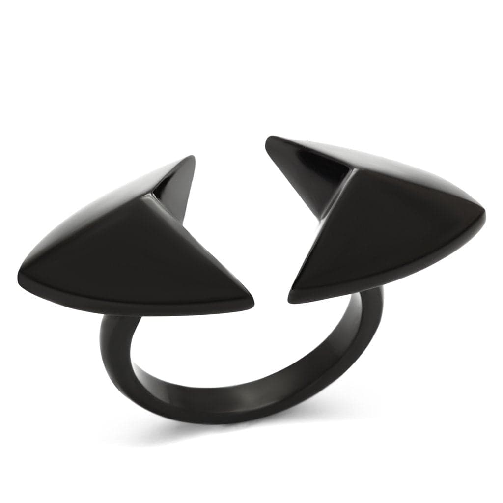 Stainless Steel Dark IP Double Spike Horn Open Ring