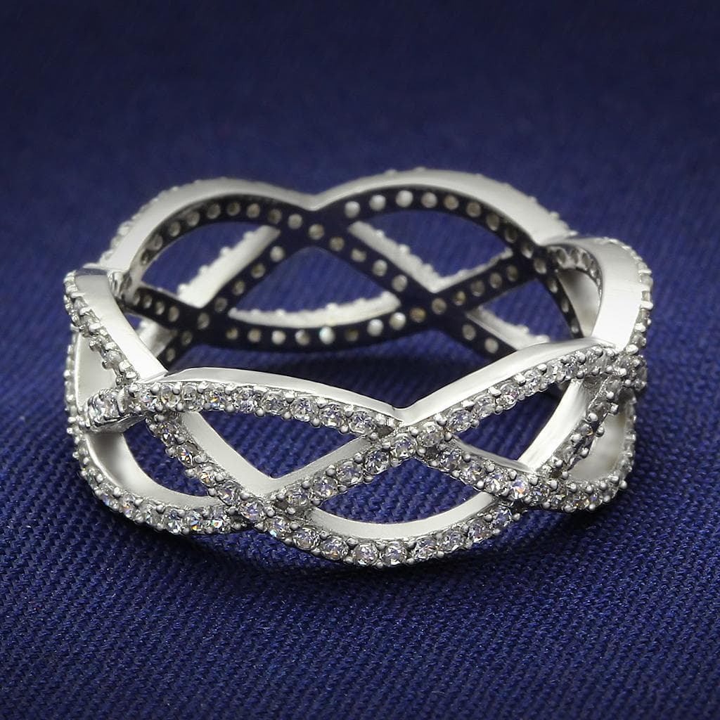 Sterling Silver CZ Pave Infinity X Crossover Ring