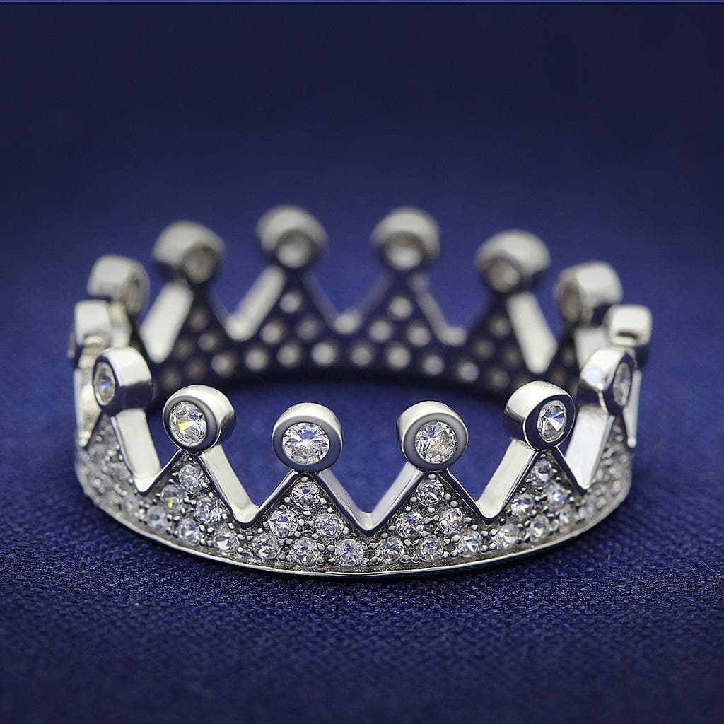 Sterling Silver CZ Crown Tiara Ring | The Stainless Jewelry