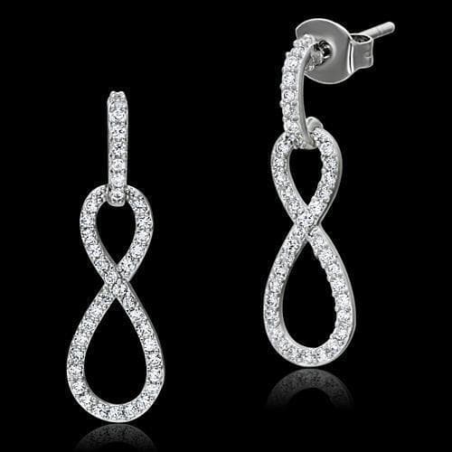 Sterling Silver CZ Pave Infinity Drop Earrings