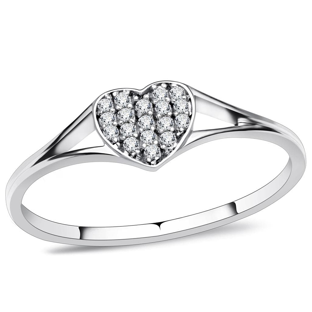 Sterling Silver CZ Pave Heart Flat Ring | The Stainless Jewelry