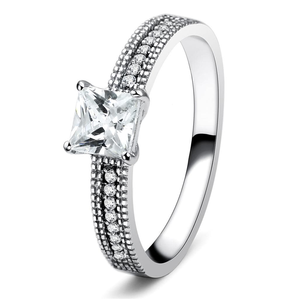 Sterling Silver CZ Princess Multi Row Pave Ring