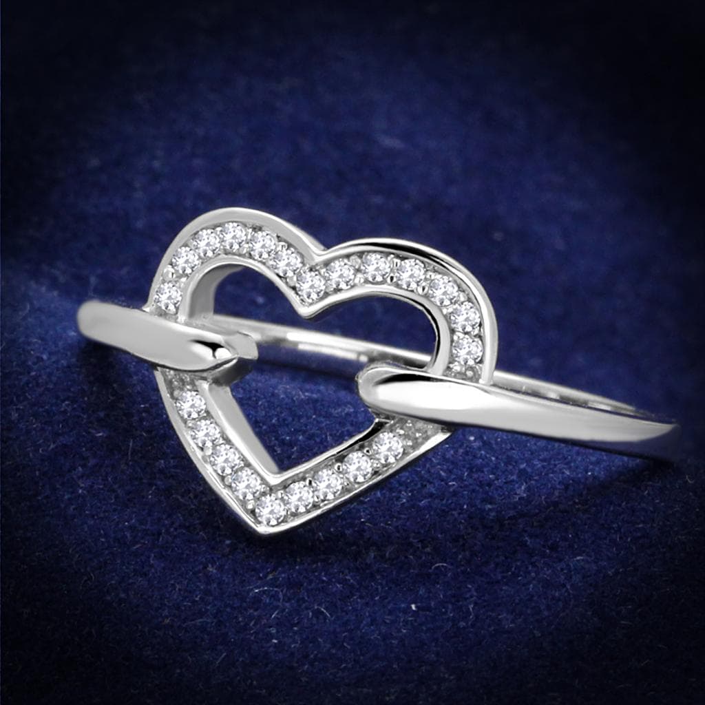 Sterling Silver CZ Pave Open Heart Ring | The Stainless Jewelry