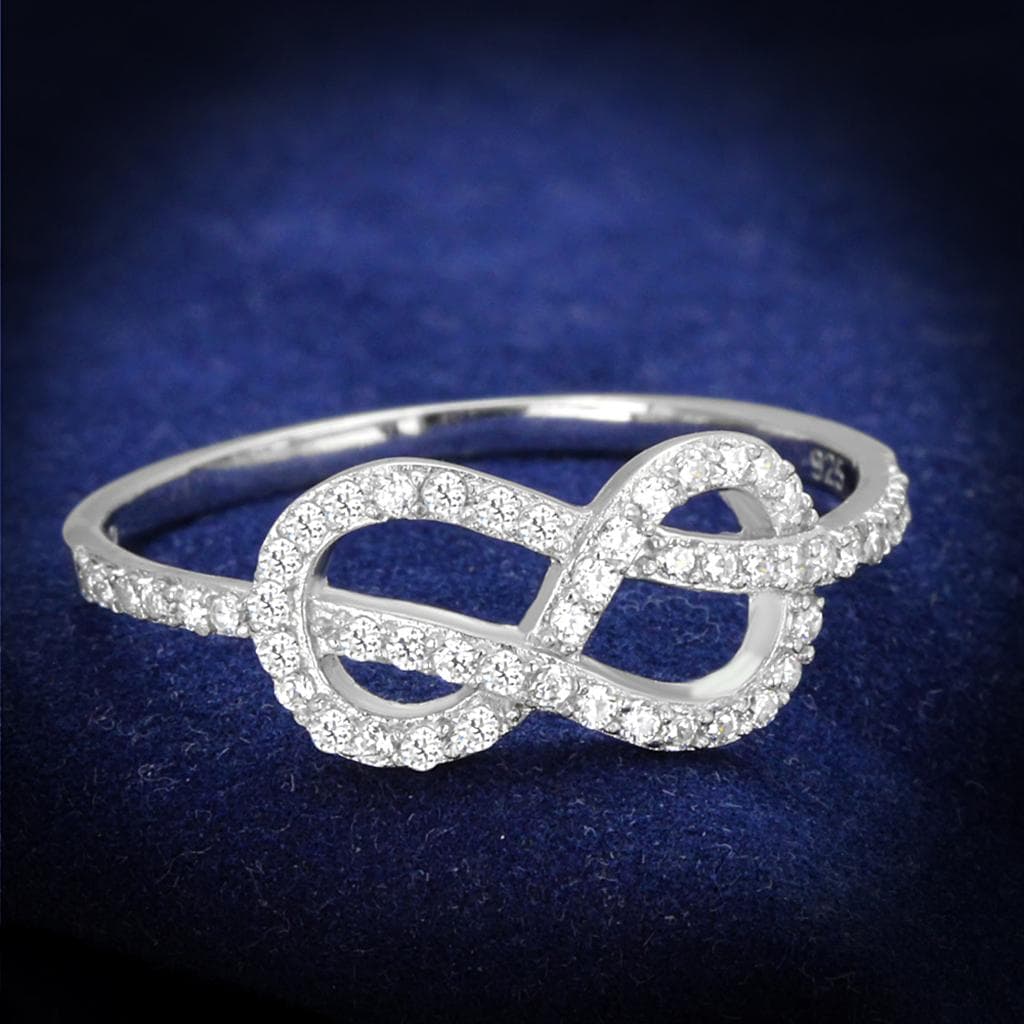 Sterling Silver CZ Pave Infinity Double Loop Large Ring