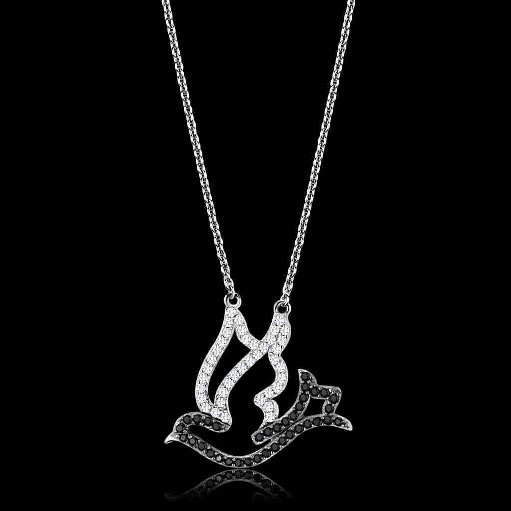 Sterling Silver CZ Music Note Treble Clef Pendant