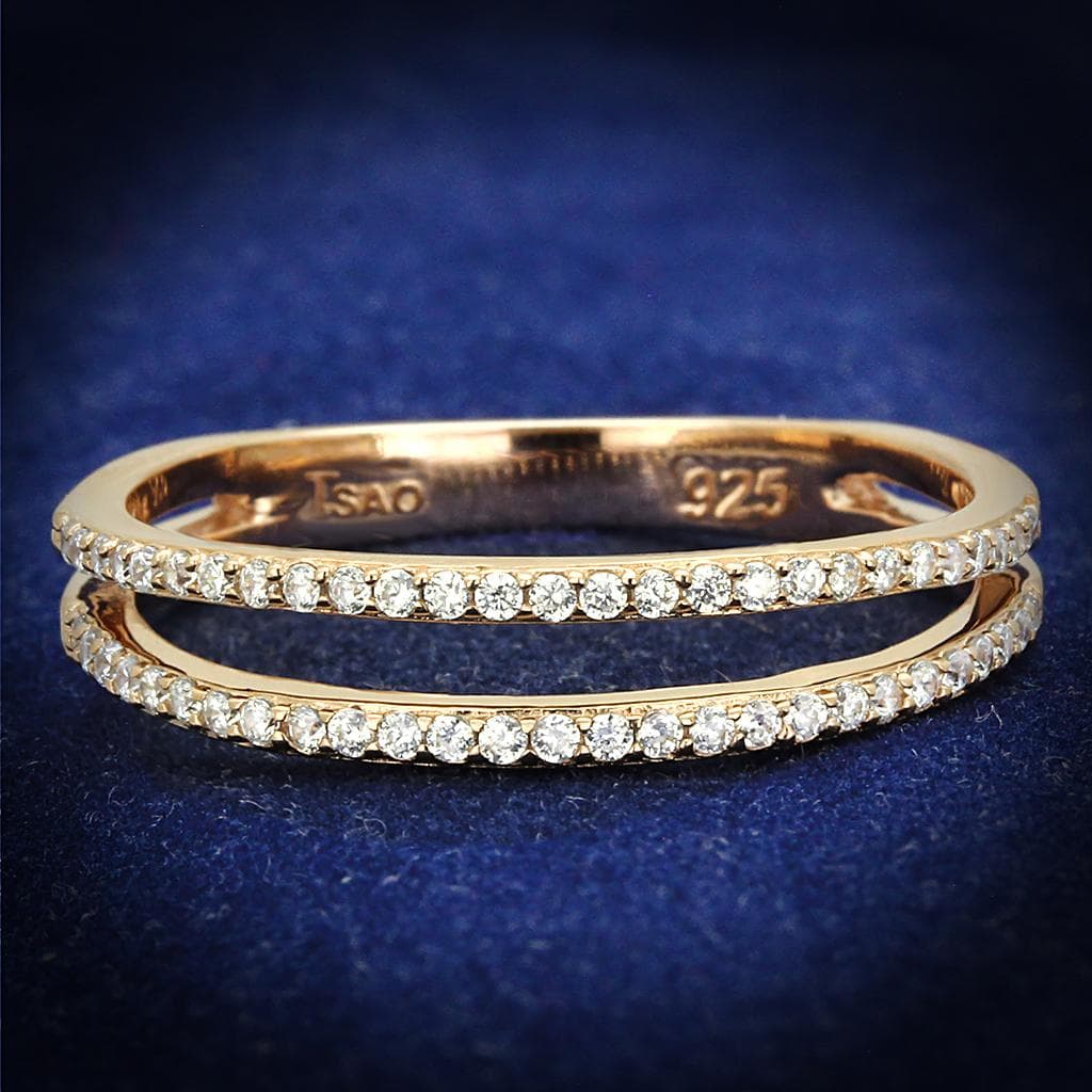 Sterling Silver Gold CZ Double Row Pave Eternity Ring