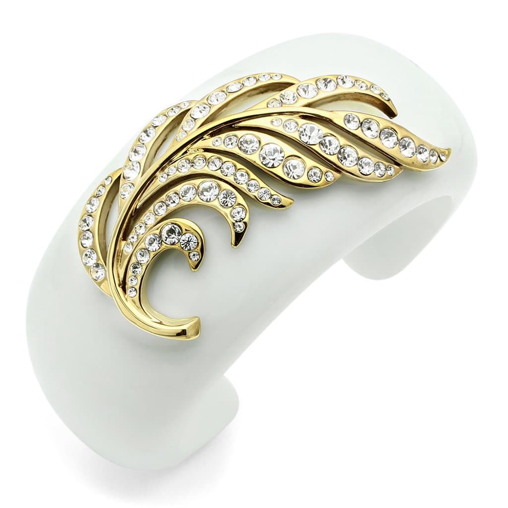 Brass Cream Enamel Cuff Bangle | The Stainless Jewelry