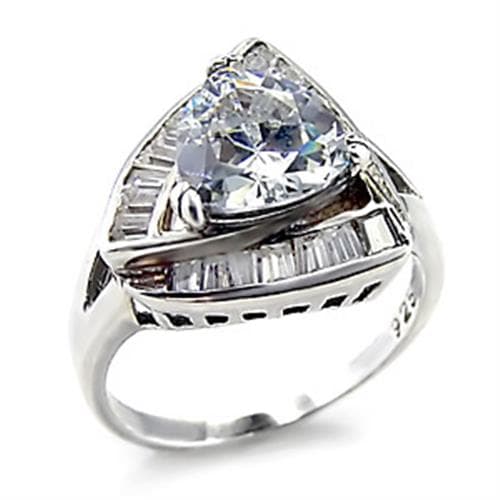 Sterling Silver CZ Trillion Solitaire Cocktail Ring