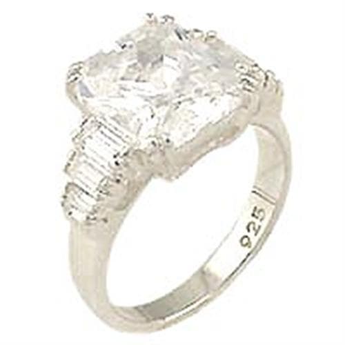 Sterling Silver CZ Emerald Cut Baguette Accent Ring