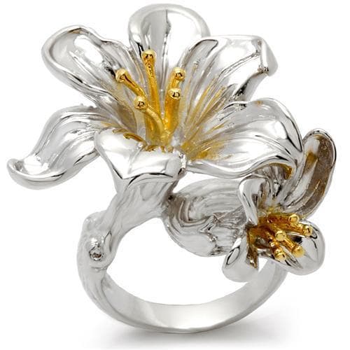 Brass Lily Flower Bee Ring | The Stainless Jewelry