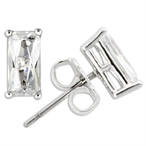 Sterling Silver CZ Baguette Stud Earrings | The Stainless Jewelry