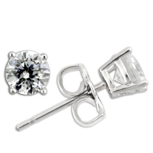 Sterling Silver Round Solitaire Stud Earrings