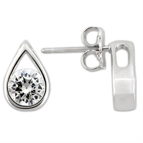 Sterling Silver Teardrop Bezel Stud Earrings