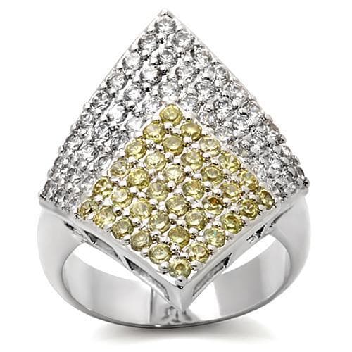Brass CZ Pavé Yellow Center Square Ring | The Stainless Jewelry