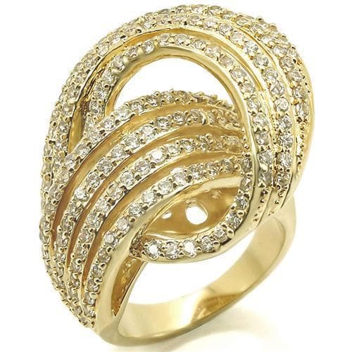 Brass Gold CZ Multi-Row Spiral Ring | The Stainless Jewelry