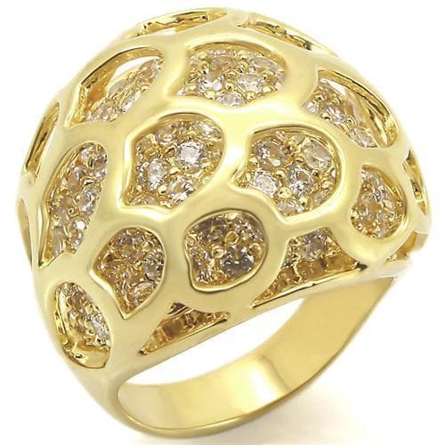 Brass Gold CZ Openwork Dome Ring | The Stainless Jewelry
